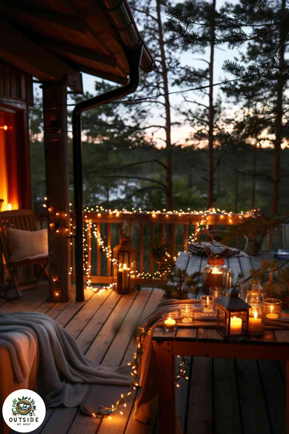 Romantic lighting on a small deck