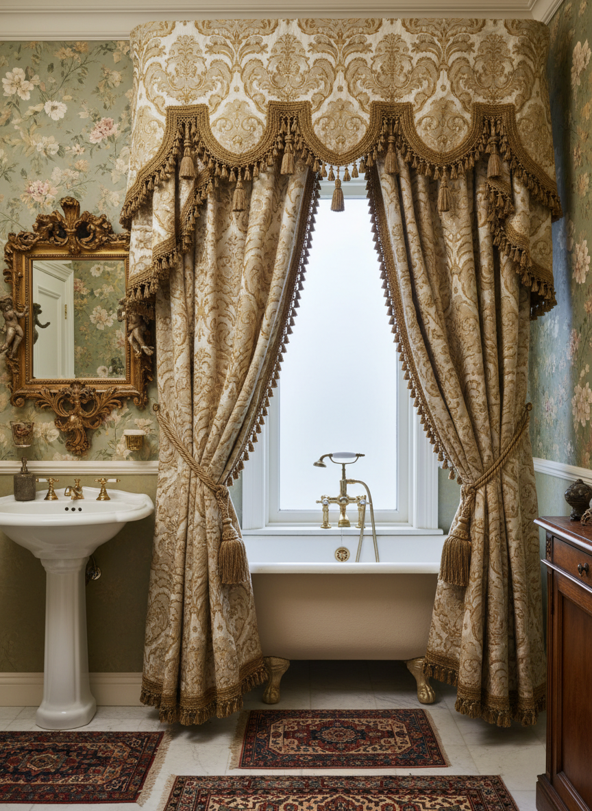 Overly Ornate Fabric Shower Curtains