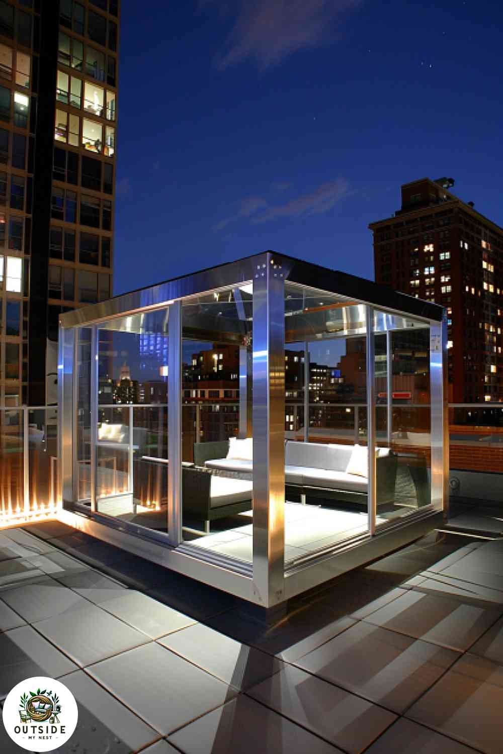 Sleek urban style backyard cabana