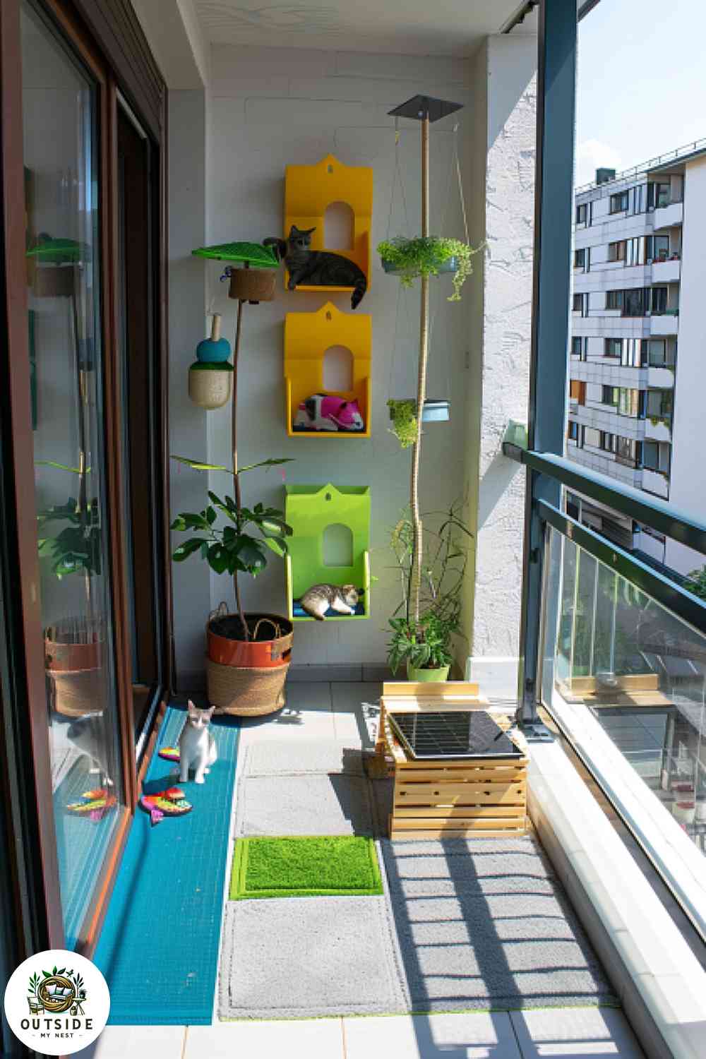 Solar-powered toys on a balcony