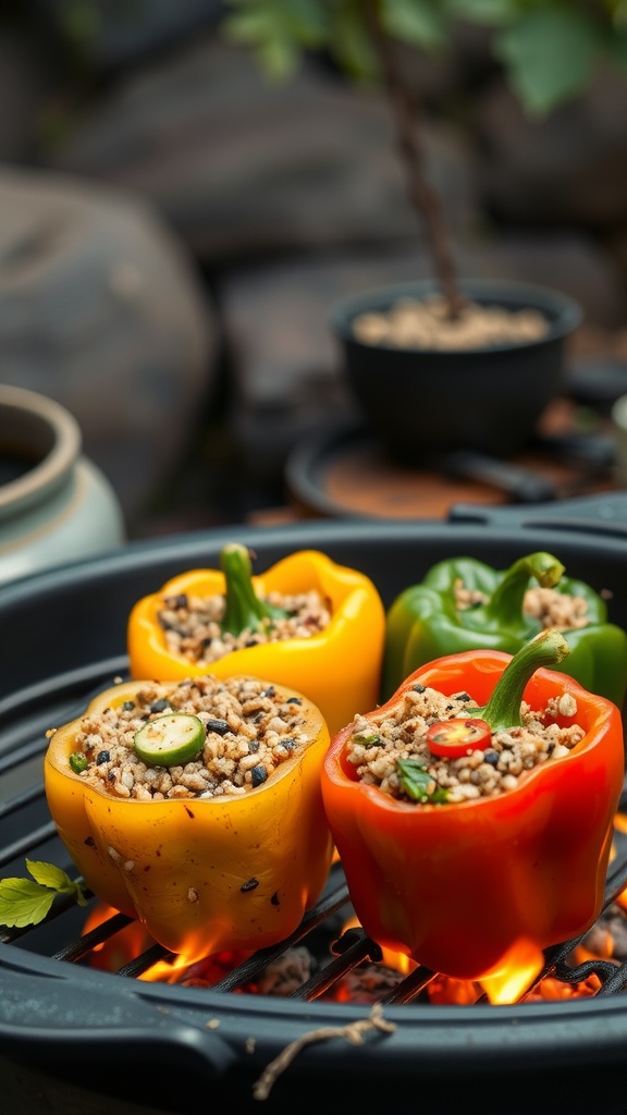 Grilled stuffed bell peppers with a flavorful filling