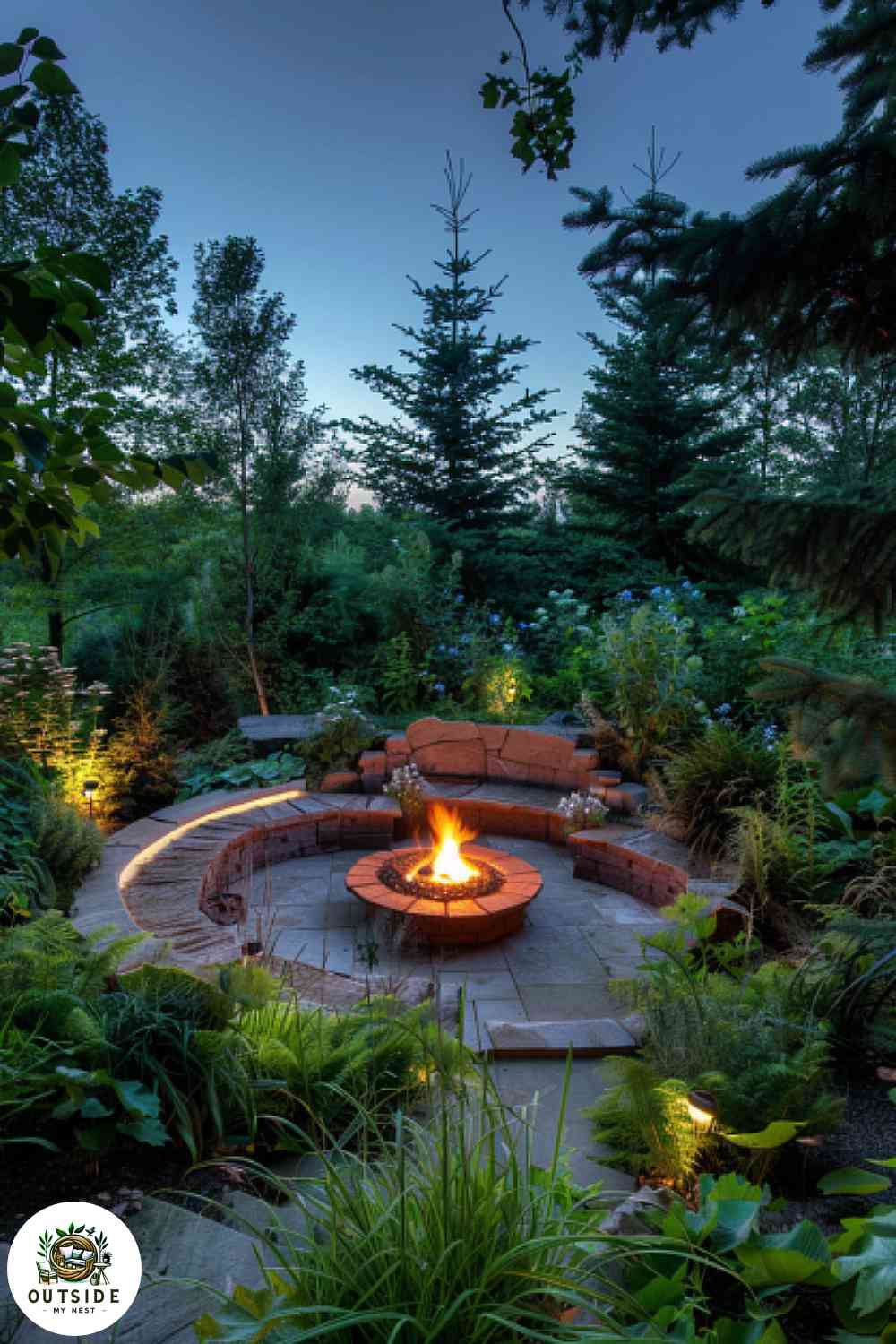 Sunken garden seating area